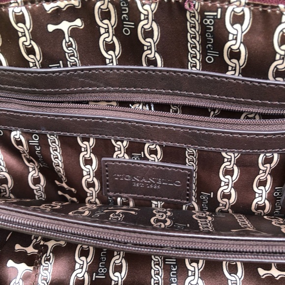 Tignanello satchel bag front weave leather wide zip open, red - Picture 2 of 6